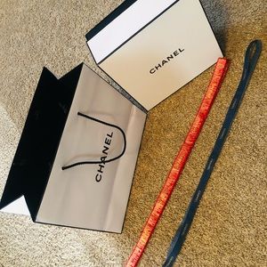 Authentic Chanel gift box, bag and 2 ribbons for sale.